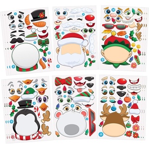 image:imageJOYIN 24 Pcs Christmas Makeaface Stickers Make Your Own Characters Mix and Match Sticker Sheets with Christmas Elf Santa Snowman Tree Xmas Party Games for Kids Party Favor Supplies CraftFace stickers