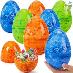 image:imageJOYIN 6 Pcs Large Clear Easter Eggs 6 Inches Jumbo Plastic Eggs Fillable for Easter Themed Hunt Colorful Basket Stuffers Fillers Filling Treats Party Favor Classroom Prize SuppliesMarble