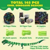 image:imageJOYIN 145 Pcs Construction Birthday Party Supplies with Banner 24 Serves Tractor Truck Tableware Set with Plates Cups Napkins and Cutlery Sets for Construction Themes Party Kids 6 7 8 YearsDinosaur
