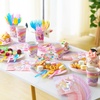 image:imageJOYIN 145 Pcs Construction Birthday Party Supplies with Banner 24 Serves Tractor Truck Tableware Set with Plates Cups Napkins and Cutlery Sets for Construction Themes Party Kids 6 7 8 YearsUnicorn