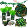 image:imageJOYIN 145 Pcs Construction Birthday Party Supplies with Banner 24 Serves Tractor Truck Tableware Set with Plates Cups Napkins and Cutlery Sets for Construction Themes Party Kids 6 7 8 YearsDinosaur