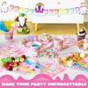 image:imageJOYIN 145 Pcs Construction Birthday Party Supplies with Banner 24 Serves Tractor Truck Tableware Set with Plates Cups Napkins and Cutlery Sets for Construction Themes Party Kids 6 7 8 YearsUnicorn