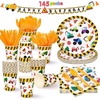 image:imageJOYIN 145 Pcs Construction Birthday Party Supplies with Banner 24 Serves Tractor Truck Tableware Set with Plates Cups Napkins and Cutlery Sets for Construction Themes Party Kids 6 7 8 YearsConstruction