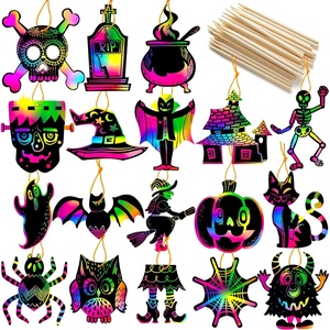 image:imageJOYIN 72 Pcs Halloween Rainbow Scratch Art Crafts for Kid Halloween Party Favors Scratch Off Paper with 18 Designs for Party Supplies Classroom Activities Game Goodies Gifts120