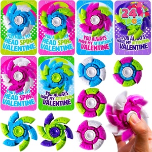 image:imageJOYIN 24 Packs Valentines Day Plastic Fidget Spinners with 6Design Gift Cards Stress Relief Fidget Toys for Classroom Gift Exchange Valentines Party Favors Gifts for Kids School Exchange