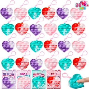 image:imageJOYIN 28 Packs Valentines Day Gift Cards with Pop Bubble Fidget Toys Heart Keychain Stress Relief Fidget Toy for Kids Adult Party Favors School Classmate Valentines Gifts