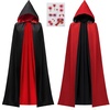 image:imageJOYIN Halloween Vampire CapeVampire Cloak Costume Accessories with Reversible Hooded and Tattoo Scar for Adult UnisexBlack Red