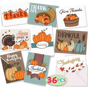 image:imageJOYIN 36 Pcs Thanksgiving Cards Turkey Thank You Greeting Gift Pumpkin Cards for Fall Autumn Holiday Parties Celebrations Harvest Wedding Dinner