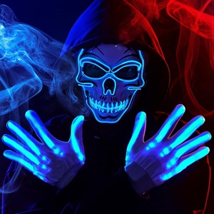 image:imageJOYIN Halloween LED Skull Mask with Light Up Gloves Purple Scary LED Skeleton and Glow in The Dark Skeleton Mask for Adult Men Women Halloween Cosplay Costume Accessory Dress UpBlue