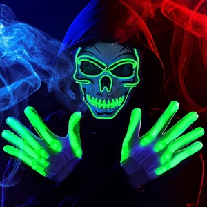 image:imageJOYIN Halloween LED Skull Mask with Light Up Gloves Purple Scary LED Skeleton and Glow in The Dark Skeleton Mask for Adult Men Women Halloween Cosplay Costume Accessory Dress UpGreen