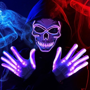 image:imageJOYIN Halloween LED Skull Mask with Light Up Gloves Purple Scary LED Skeleton and Glow in The Dark Skeleton Mask for Adult Men Women Halloween Cosplay Costume Accessory Dress UpPurple