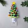 image:imageJOYIN 55 2 Pcs Ceramic Xmas Tree Night Lights Classic Christmas Decor Night Lights with 54 LEDs Mini Tree Lights Plug in Christmas Decoration Bedroom Living Room Hallway Holiday Indoor Decor