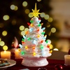 image:imageJoiedomi 12 White Christmas Ceramic Tree Light up Tabletop Xmas Tree with 49 LED Lights Ceramic Decor with Christmas Design Xmas Holiday Indoor Office Table Centerpiece DecorationWhite