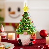 image:imageJoiedomi 12 White Christmas Ceramic Tree Light up Tabletop Xmas Tree with 49 LED Lights Ceramic Decor with Christmas Design Xmas Holiday Indoor Office Table Centerpiece DecorationGreen and Red