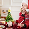 image:imageJoiedomi 12 White Christmas Ceramic Tree Light up Tabletop Xmas Tree with 49 LED Lights Ceramic Decor with Christmas Design Xmas Holiday Indoor Office Table Centerpiece DecorationGreen and Red