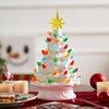 image:imageJoiedomi 12 White Christmas Ceramic Tree Light up Tabletop Xmas Tree with 49 LED Lights Ceramic Decor with Christmas Design Xmas Holiday Indoor Office Table Centerpiece DecorationWhite