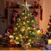 image:imageJoiedomi 242FT Tabletop Mini Christmas Tree Pre lit with Warm Lights Holly Berries Pine Cones and Ornaments for Indoor Artificial Mini Xmas Tree Holiday Season Decorations GoldTree with yellow Tree Topper