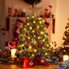 image:imageJoiedomi 242FT Tabletop Mini Christmas Tree Pre lit with Warm Lights Holly Berries Pine Cones and Ornaments for Indoor Artificial Mini Xmas Tree Holiday Season Decorations GoldTree with Pine Cones