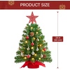 image:imageJoiedomi 242FT Tabletop Mini Christmas Tree Pre lit with Warm Lights Holly Berries Pine Cones and Ornaments for Indoor Artificial Mini Xmas Tree Holiday Season Decorations GoldTree with red Tree Topper