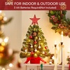 image:imageJoiedomi 242FT Tabletop Mini Christmas Tree Pre lit with Warm Lights Holly Berries Pine Cones and Ornaments for Indoor Artificial Mini Xmas Tree Holiday Season Decorations GoldTree with red Tree Topper