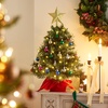 image:imageJoiedomi 242FT Tabletop Mini Christmas Tree Pre lit with Warm Lights Holly Berries Pine Cones and Ornaments for Indoor Artificial Mini Xmas Tree Holiday Season Decorations GoldTree with Tree Topper