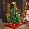 image:imageJoiedomi 242FT Tabletop Mini Christmas Tree Pre lit with Warm Lights Holly Berries Pine Cones and Ornaments for Indoor Artificial Mini Xmas Tree Holiday Season Decorations GoldTree with Tree Topper