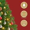 image:imageJoiedomi 242FT Tabletop Mini Christmas Tree Pre lit with Warm Lights Holly Berries Pine Cones and Ornaments for Indoor Artificial Mini Xmas Tree Holiday Season Decorations GoldTree with red Tree Topper