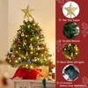image:imageJoiedomi 242FT Tabletop Mini Christmas Tree Pre lit with Warm Lights Holly Berries Pine Cones and Ornaments for Indoor Artificial Mini Xmas Tree Holiday Season Decorations GoldTree with Tree Topper