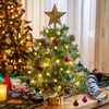 image:imageJoiedomi 242FT Tabletop Mini Christmas Tree Pre lit with Warm Lights Holly Berries Pine Cones and Ornaments for Indoor Artificial Mini Xmas Tree Holiday Season Decorations GoldTree with yellow Tree Topper