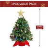 image:imageJoiedomi 242FT Tabletop Mini Christmas Tree Pre lit with Warm Lights Holly Berries Pine Cones and Ornaments for Indoor Artificial Mini Xmas Tree Holiday Season Decorations GoldTree with Tree Topper