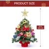 image:imageJoiedomi 242FT Tabletop Mini Christmas Tree Pre lit with Warm Lights Holly Berries Pine Cones and Ornaments for Indoor Artificial Mini Xmas Tree Holiday Season Decorations GoldTree with bell