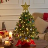 image:imageJoiedomi 242FT Tabletop Mini Christmas Tree Pre lit with Warm Lights Holly Berries Pine Cones and Ornaments for Indoor Artificial Mini Xmas Tree Holiday Season Decorations GoldTree with Tree Topper