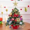 image:imageJoiedomi 242FT Tabletop Mini Christmas Tree Pre lit with Warm Lights Holly Berries Pine Cones and Ornaments for Indoor Artificial Mini Xmas Tree Holiday Season Decorations GoldTree with bell