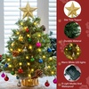 image:imageJoiedomi 242FT Tabletop Mini Christmas Tree Pre lit with Warm Lights Holly Berries Pine Cones and Ornaments for Indoor Artificial Mini Xmas Tree Holiday Season Decorations GoldTree with yellow Tree Topper