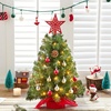 image:imageJoiedomi 242FT Tabletop Mini Christmas Tree Pre lit with Warm Lights Holly Berries Pine Cones and Ornaments for Indoor Artificial Mini Xmas Tree Holiday Season Decorations GoldTree with red Tree Topper