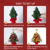 image:imageJoiedomi 242FT Tabletop Mini Christmas Tree Pre lit with Warm Lights Holly Berries Pine Cones and Ornaments for Indoor Artificial Mini Xmas Tree Holiday Season Decorations GoldTree with bell