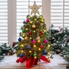 image:imageJoiedomi 242FT Tabletop Mini Christmas Tree Pre lit with Warm Lights Holly Berries Pine Cones and Ornaments for Indoor Artificial Mini Xmas Tree Holiday Season Decorations GoldTree with Pine Cones