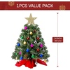 image:imageJoiedomi 242FT Tabletop Mini Christmas Tree Pre lit with Warm Lights Holly Berries Pine Cones and Ornaments for Indoor Artificial Mini Xmas Tree Holiday Season Decorations GoldTree with Pine Cones