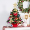 image:imageJoiedomi 242FT Tabletop Mini Christmas Tree Pre lit with Warm Lights Holly Berries Pine Cones and Ornaments for Indoor Artificial Mini Xmas Tree Holiday Season Decorations GoldTree with bell