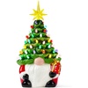 image:imageJoiedomi 12 White Christmas Ceramic Tree Light up Tabletop Xmas Tree with 49 LED Lights Ceramic Decor with Christmas Design Xmas Holiday Indoor Office Table Centerpiece DecorationGreen and Red